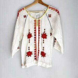 Greylin Embellished Embroidery Blouse Anthropology Size XS Boho